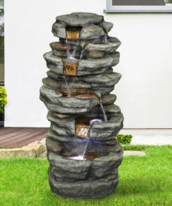 Simulation Slate Stone Fountain include Pump for Outdoor/Yard/Garden-32.6"H